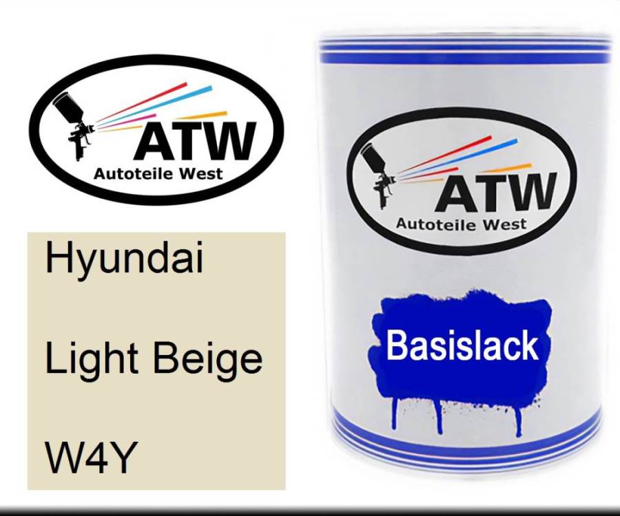 Hyundai, Light Beige, W4Y: 500ml Lackdose, von ATW Autoteile West.